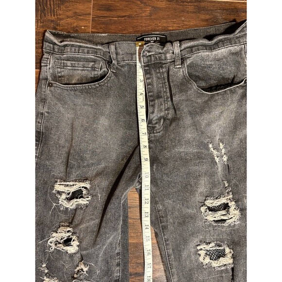 Forever 21 Men’s Jeans, Heavily Distressed/Unhemmed (See Photos) Sz 32 - Picture 9 of 11